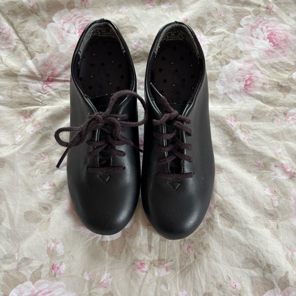 Capezio Tapster Kids Tap Shoes Black lace-up Oxfords Size 11 1/2 M Style #442C